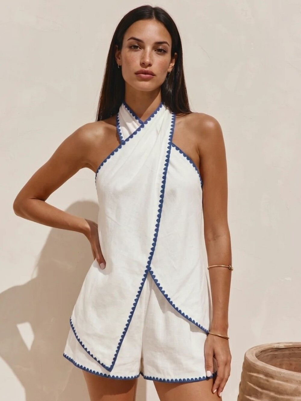Scallop Trim Two-Piece Shorts Set